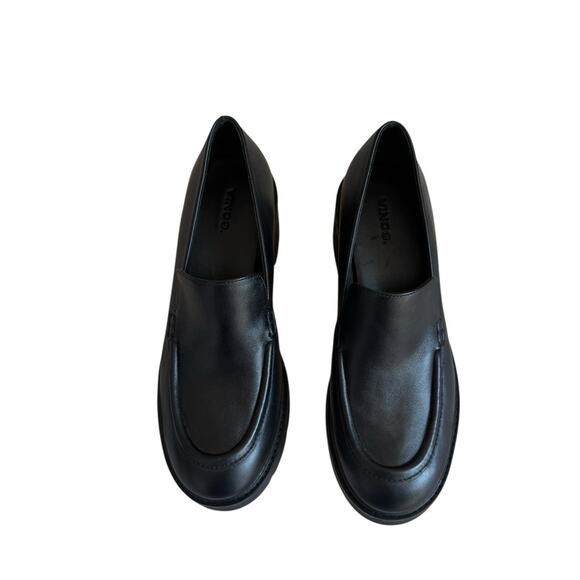 Vince Rowe Leather Lug Loafer Size 9 New Black - Picture 1 of 9